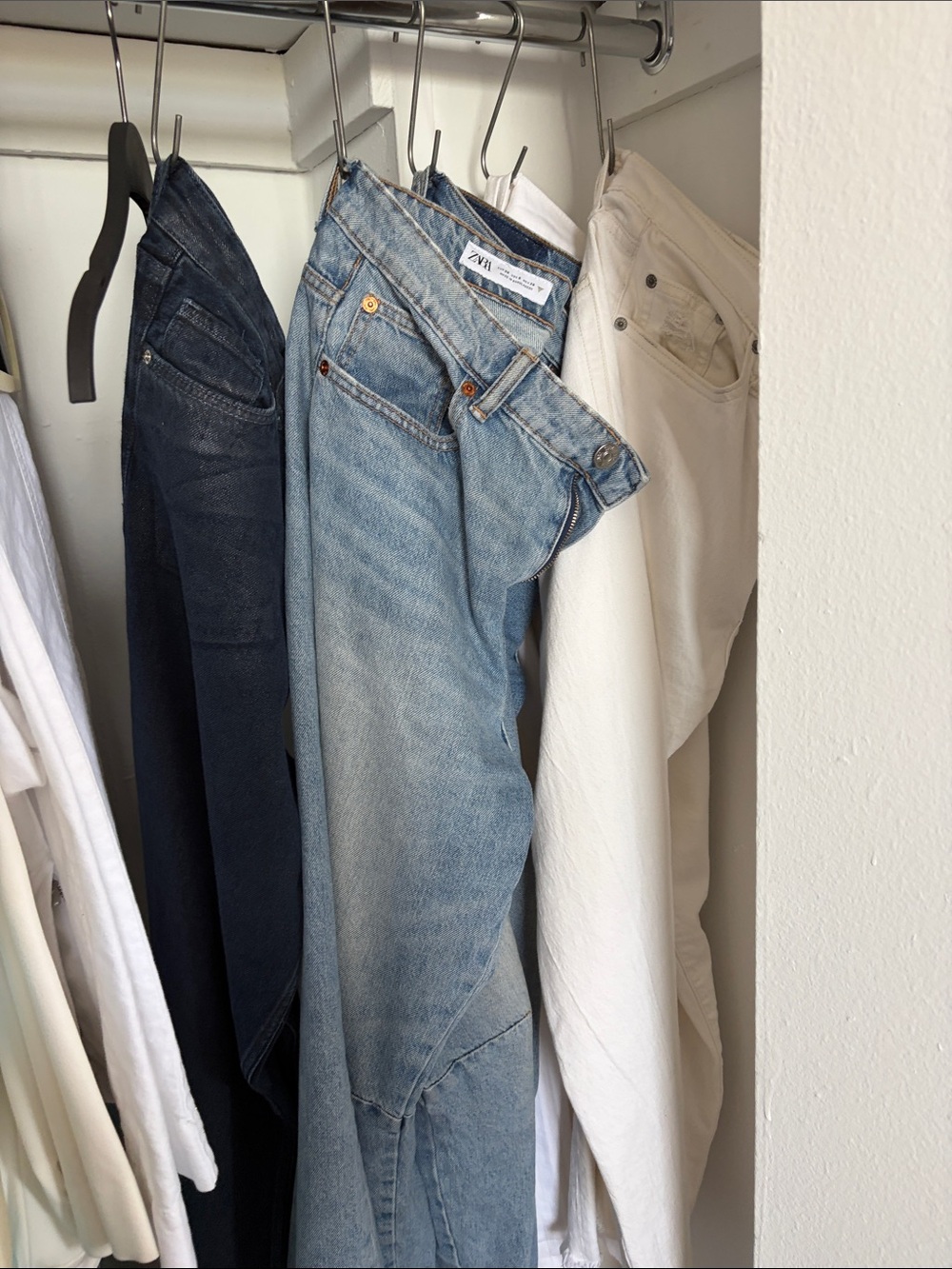 Zara Flare & Wide Leg Jeans - Light Blue, Dark Blue, Cream
